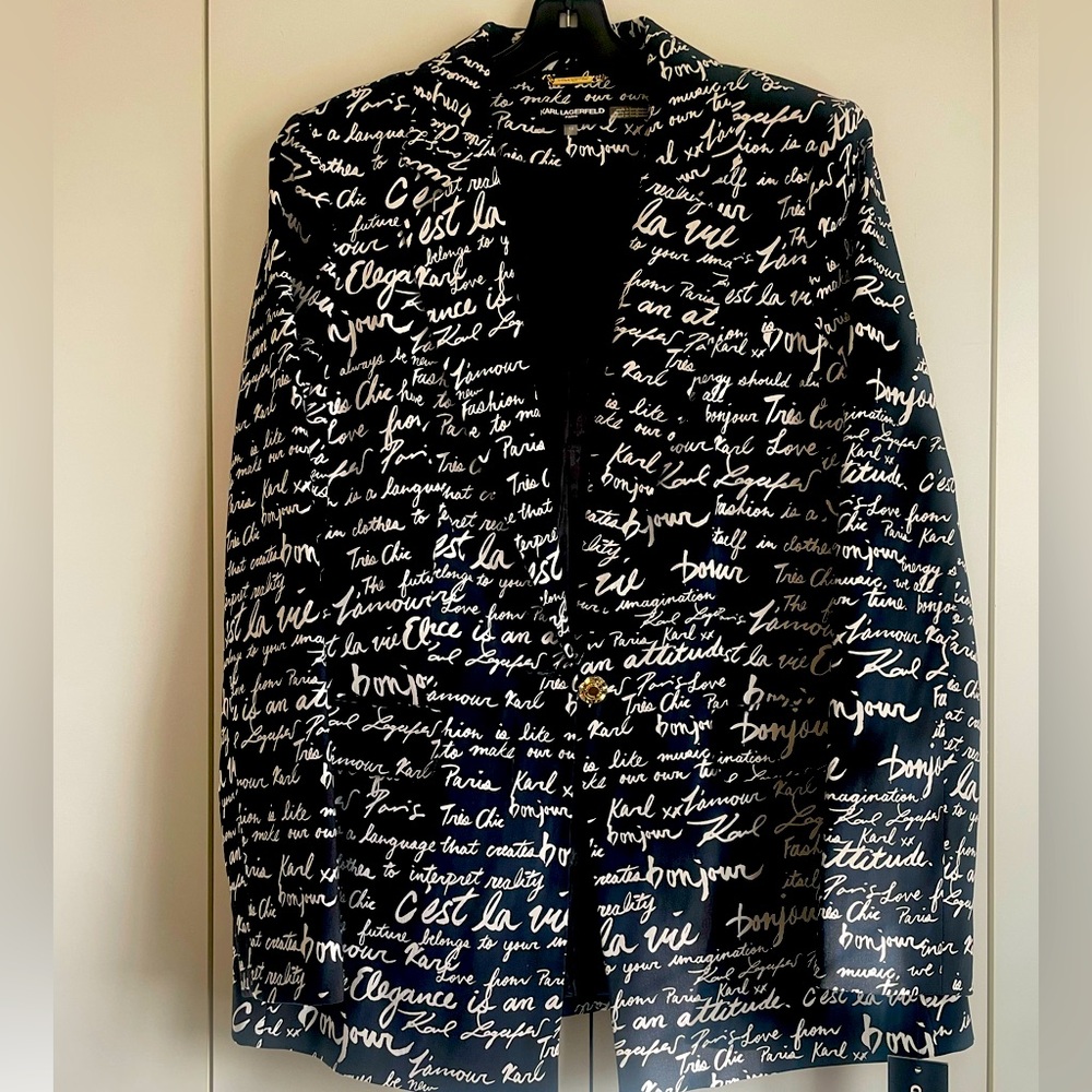 Women's Black and White Script Jacket